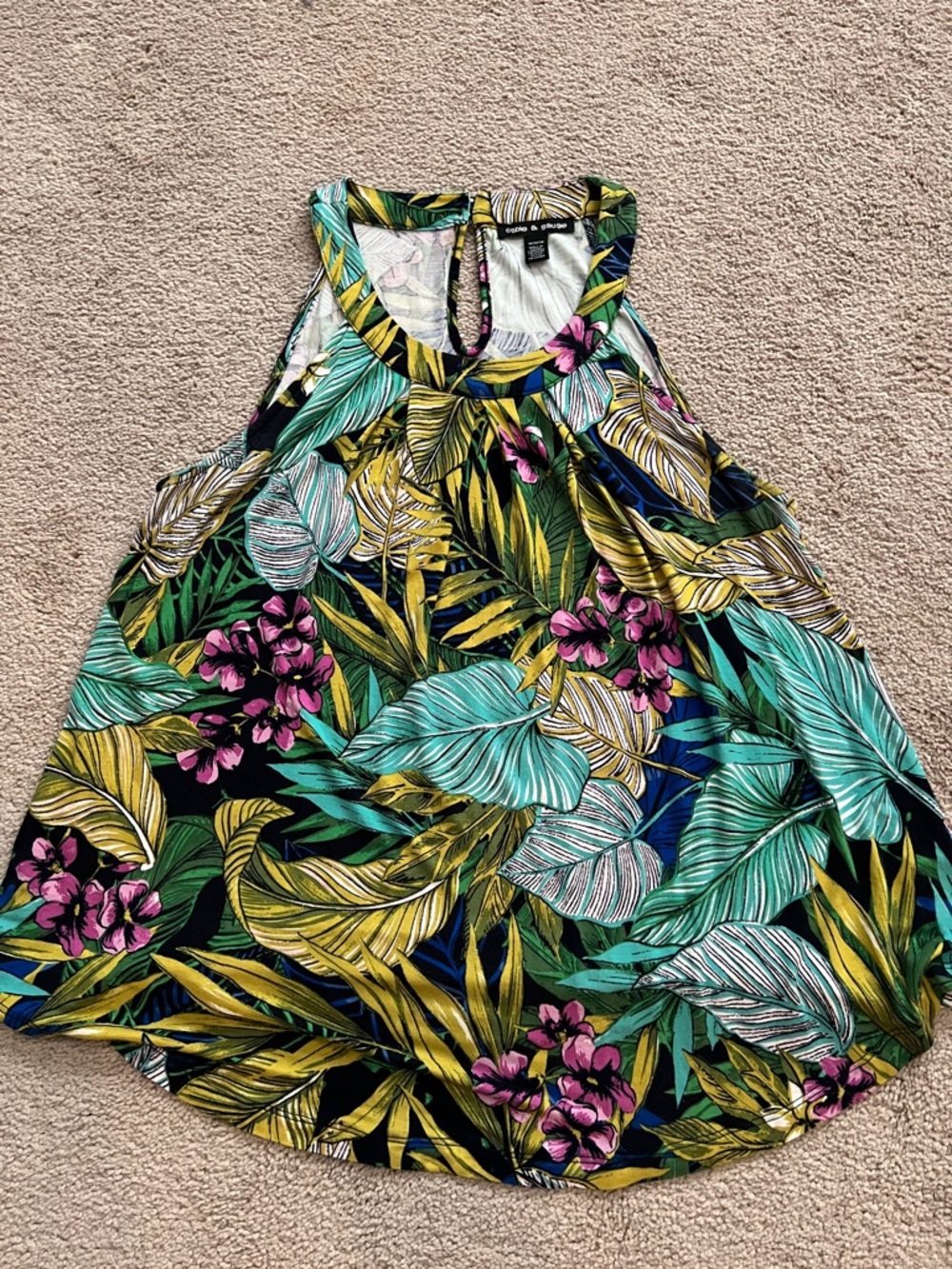 Cable & Gauge Tropical Print Razorback Tank Top - size Medium, EUC *like new*